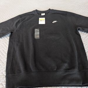 NWT Men's Nike Black Sportswear Club Fleece Crewneck Sweatshirt Size S